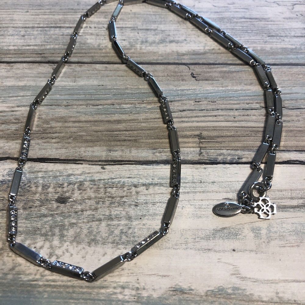Ann Taylor Necklace silver tone rhinestone 32"